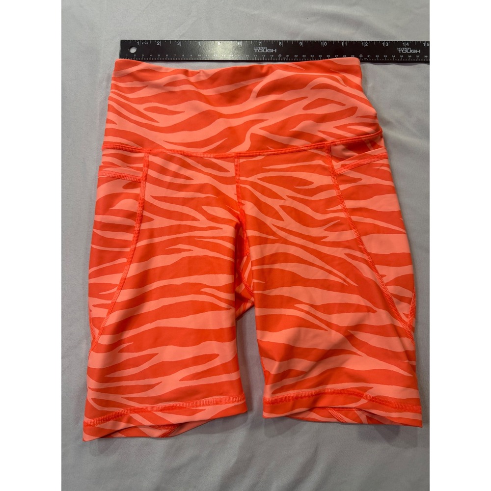 Old Navy Powersoft Zebra Biker Shorts Orange Peach Small Pockets High Rise